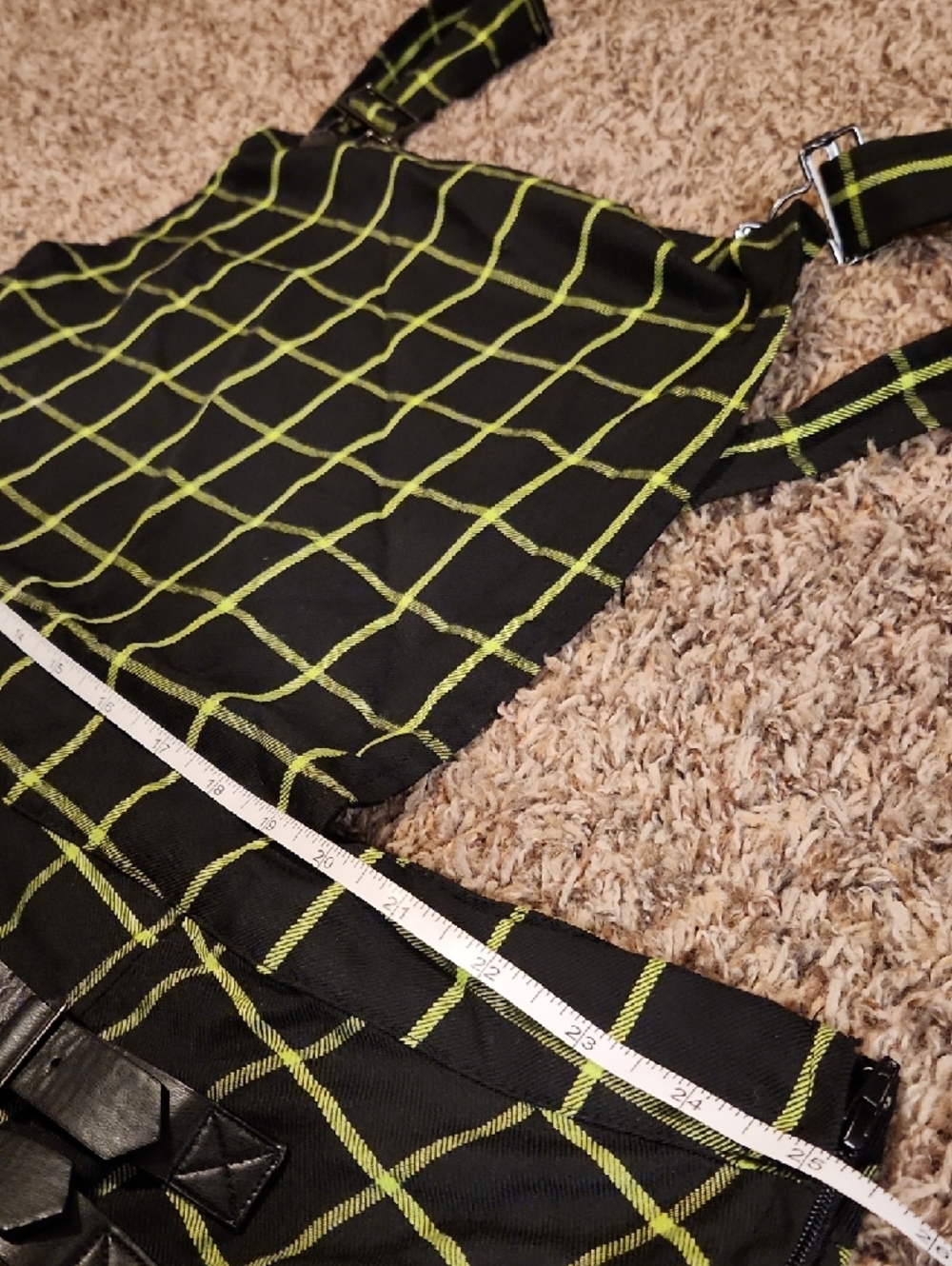 Hot Topic Black Dress with Neon Lime Grid - Picture 5 of 7